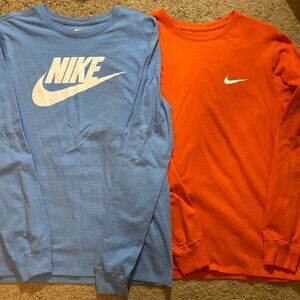 lot of 2 Nike Longsleeve t-shirts, carolina blue & orange, Medium NWOT